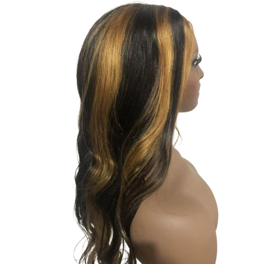 Lyra Hair 180% Density Black with Blonde Highlights Loose Body Wave Human Hair Wig, Glueless Wigs Human Hair Pre Plucked Pre Cut 13X4 Outre Melted Hairline Lace Front Wig