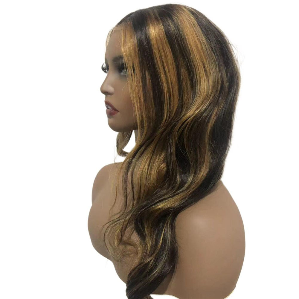 Lyra Hair 180% Density Black with Blonde Highlights Loose Body Wave Human Hair Wig, Glueless Wigs Human Hair Pre Plucked Pre Cut 13X4 Outre Melted Hairline Lace Front Wig