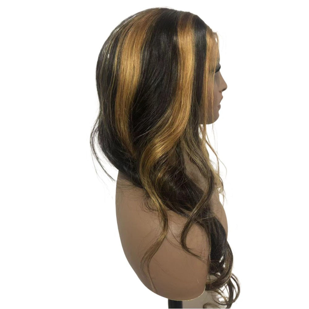 Lyra Hair 180% Density Black with Blonde Highlights Loose Body Wave Human Hair Wig, Glueless Wigs Human Hair Pre Plucked Pre Cut 13X4 Outre Melted Hairline Lace Front Wig