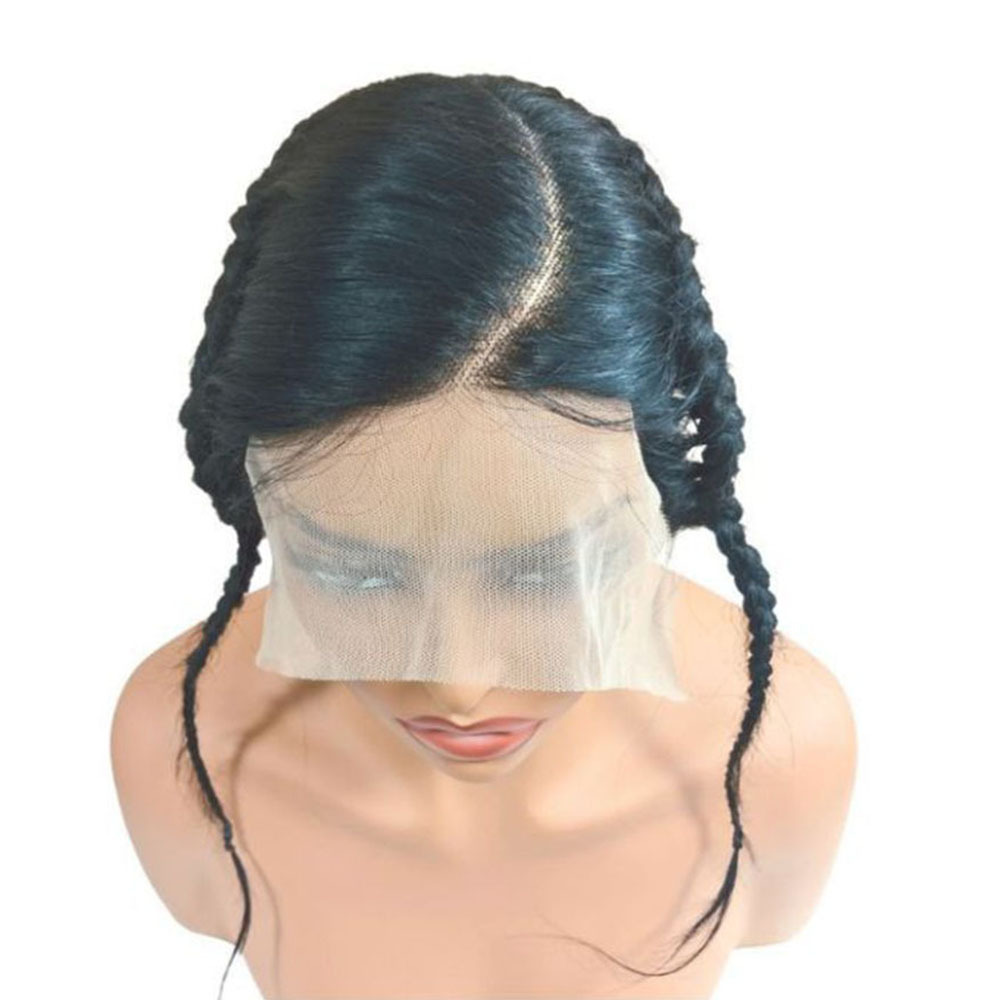 Gele Lace Frontal 13x4 Glueless Turban Afro Twist Braids Topper Pre-Braid Human Hair Headband Wig, Pre-Plucked Natural Hairline Half Wig Human Hair Braided Frontal