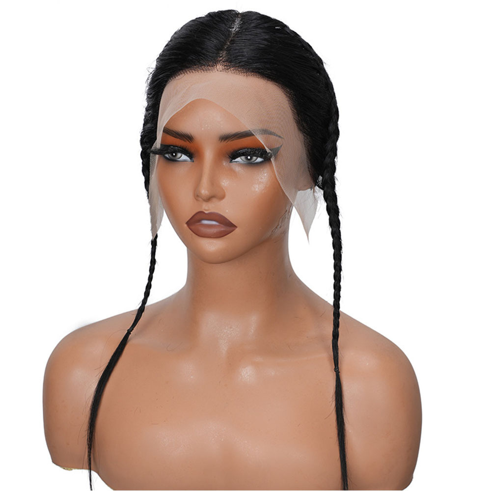 Gele Lace Frontal 13x4 Glueless Turban Afro Twist Braids Topper Pre-Braid Human Hair Headband Wig, Pre-Plucked Natural Hairline Half Wig Human Hair Braided Frontal