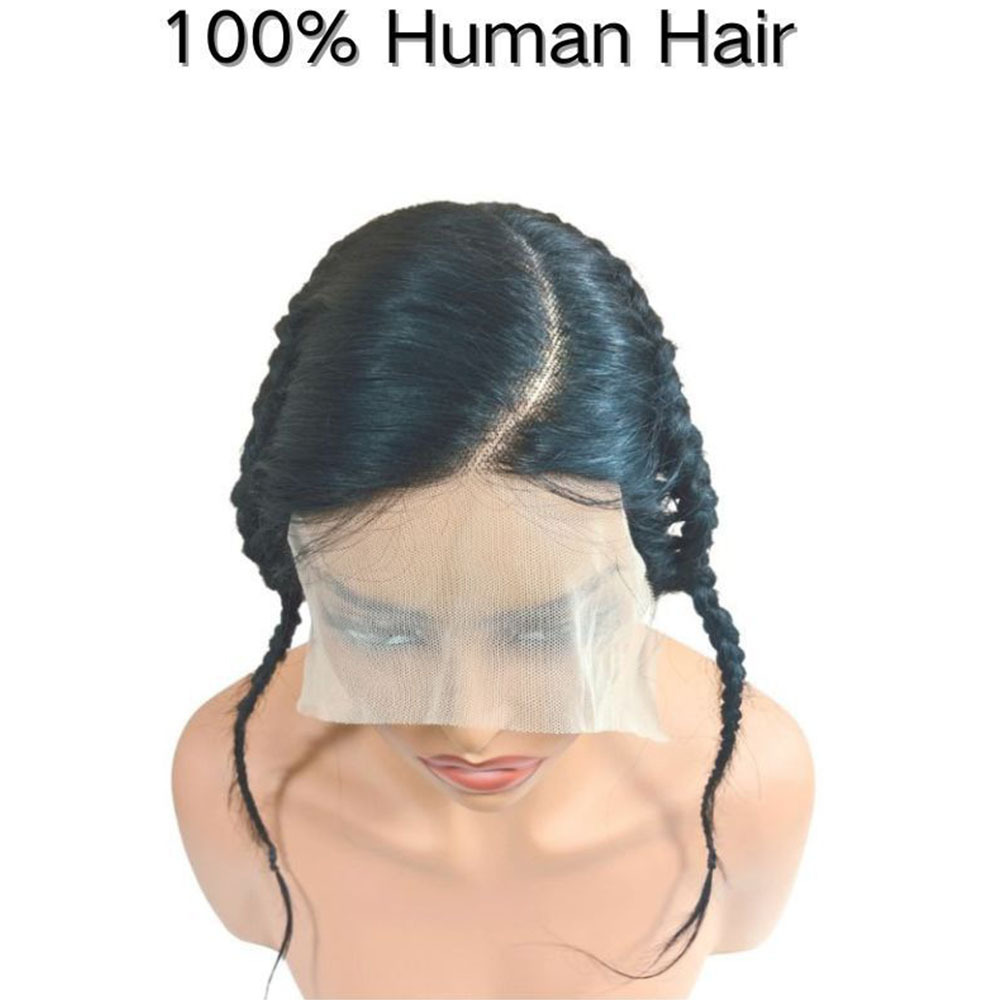 Gele Lace Frontal 13x4 Glueless Turban Afro Twist Braids Topper Pre-Braid Human Hair Headband Wig, Pre-Plucked Natural Hairline Half Wig Human Hair Braided Frontal