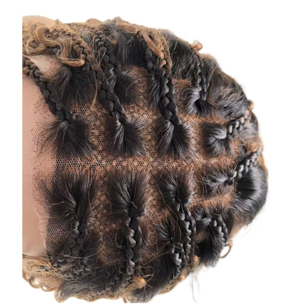 Boho Deep Curly 5x5 Closure Lace Braided Bob Human Hair Wigs Glueless Lace Front Pre Cut Plucked Hd Lace Ready To Go Ombre Brown Highlight Braid Wigs for Black Women