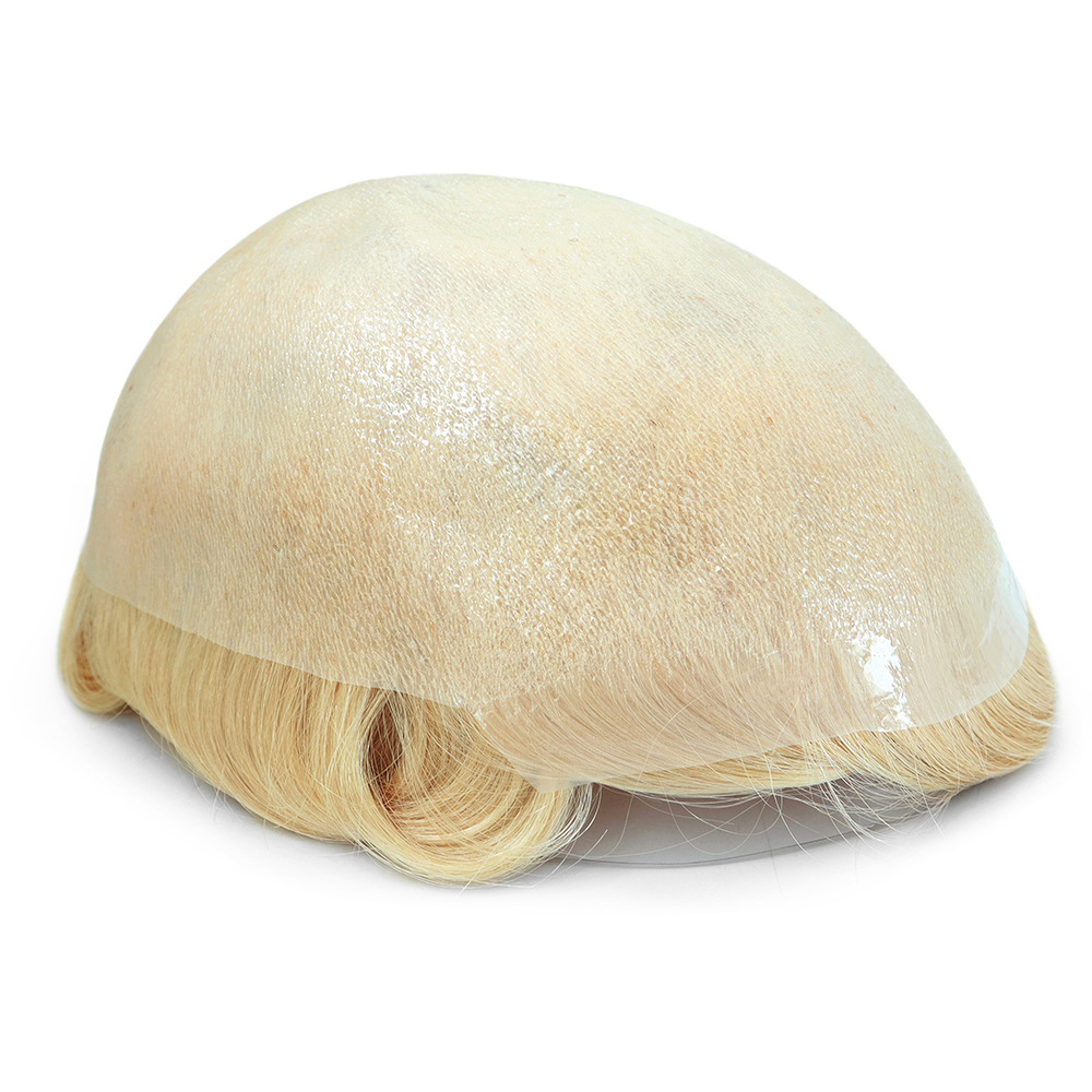 European human hair toupee for men Vloop Thin skin PU 10x8" base Straight hairs mens topper protese pieces replacement system for man 6" length hair prosthesis units wig