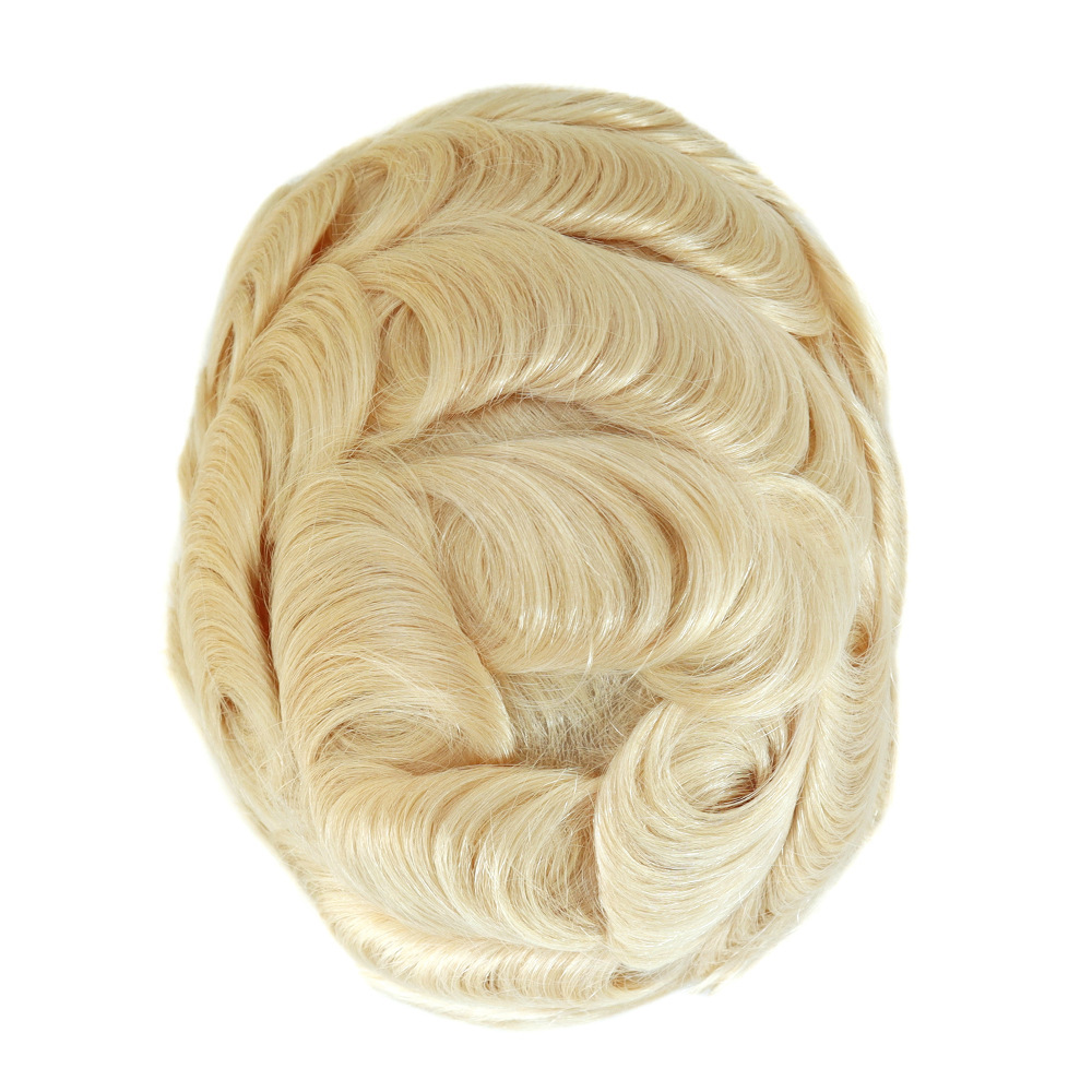 European human hair toupee for men Vloop Thin skin PU 10x8" base Straight hairs mens topper protese pieces replacement system for man 6" length hair prosthesis units wig