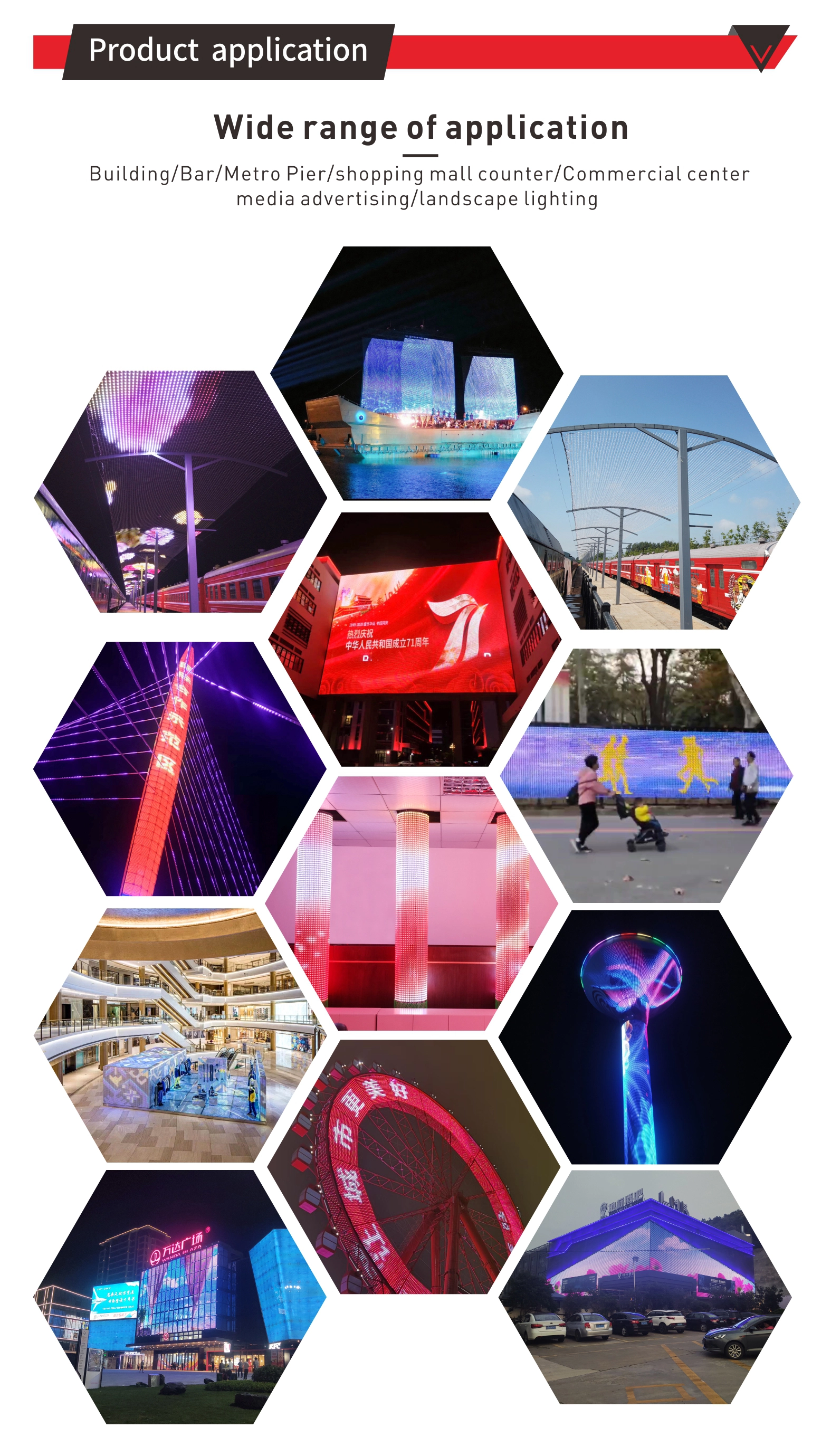 6leds/module Transparent all Black/White Outdoor Building Facades DMX SPI 24V RGB Pixel LED Grid Display For outdoor screen PP20 PP40 PP50 PP100 PP200  