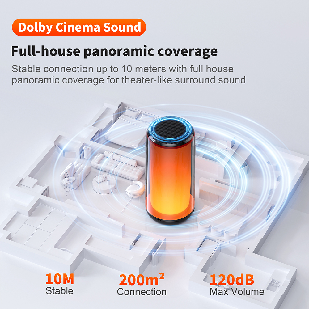 QERE HF33 Mini Portable Wireless Speaker Outdoor Subwoofer With 360 Led Flashing Colorful Metal Bass Speaker