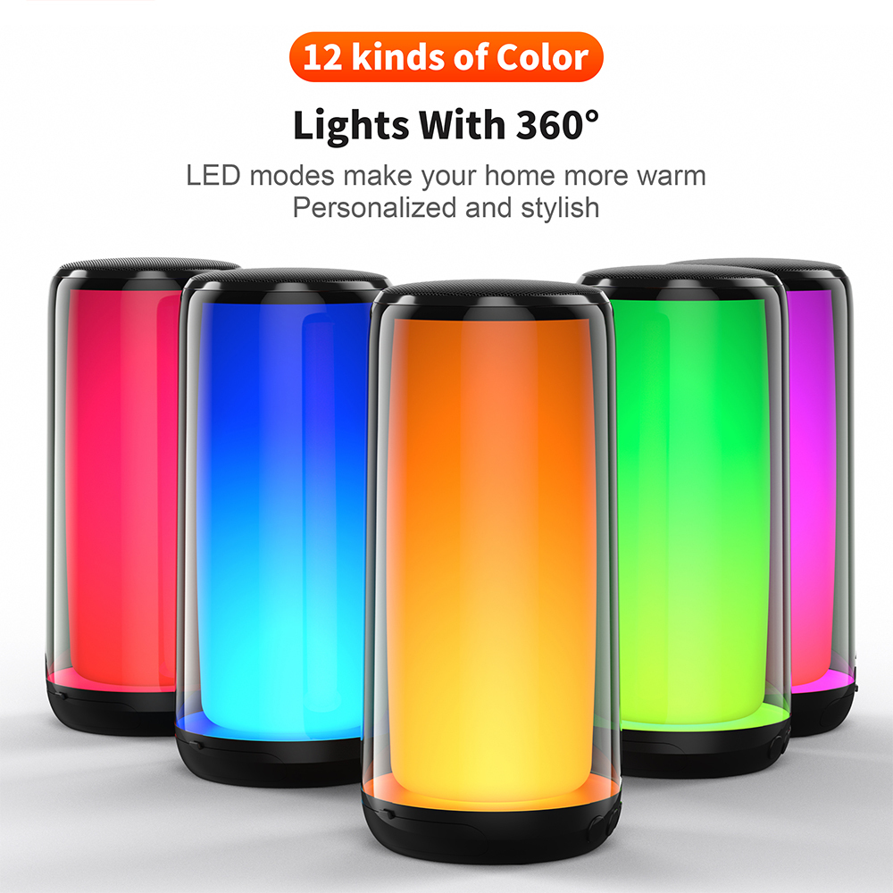 QERE HF33 Mini Portable Wireless Speaker Outdoor Subwoofer With 360 Led Flashing Colorful Metal Bass Speaker