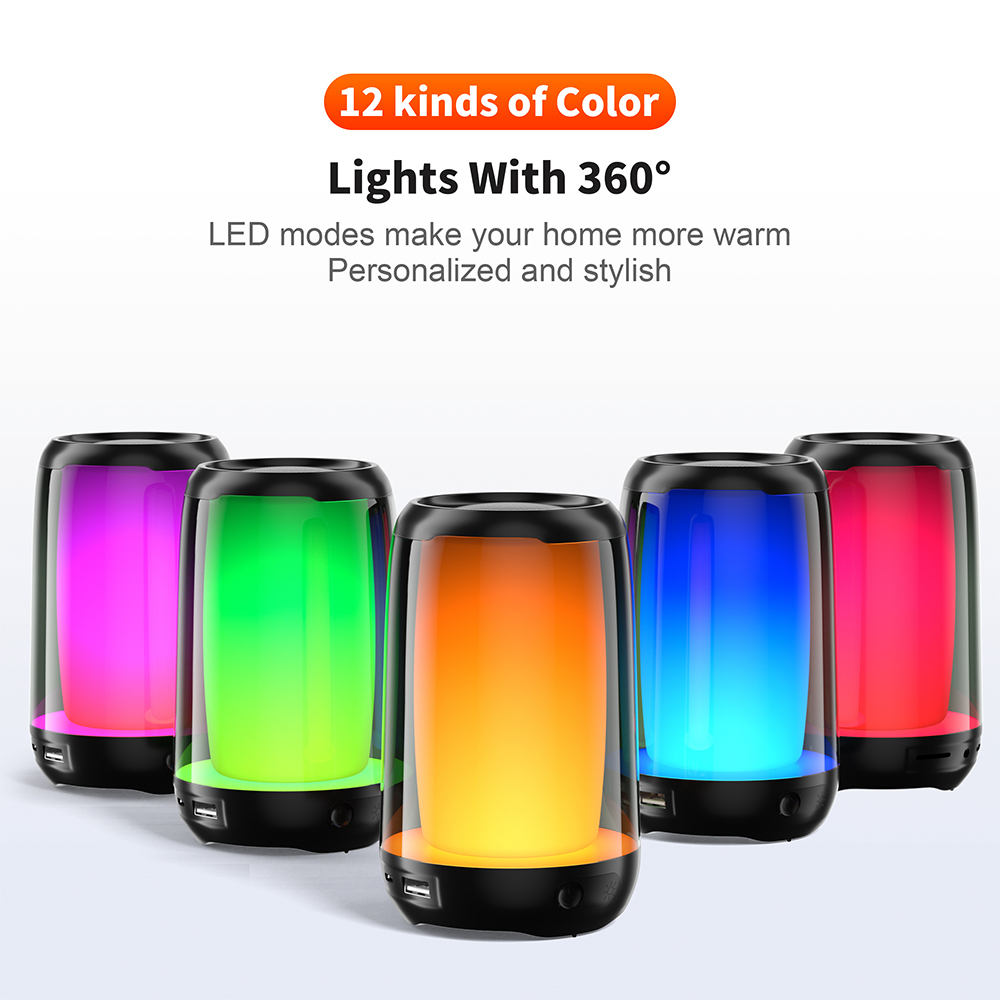 QERE HF22 Mini Portable Wireless Speaker Outdoor Subwoofer With Led Flashing Colorful Metal Bass Speaker