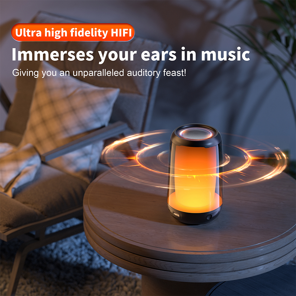 QERE HF22 Mini Portable Wireless Speaker Outdoor Subwoofer With Led Flashing Colorful Metal Bass Speaker