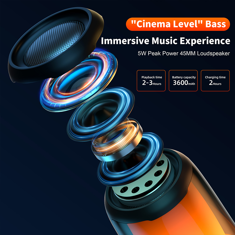 QERE HF22 Mini Portable Wireless Speaker Outdoor Subwoofer With Led Flashing Colorful Metal Bass Speaker