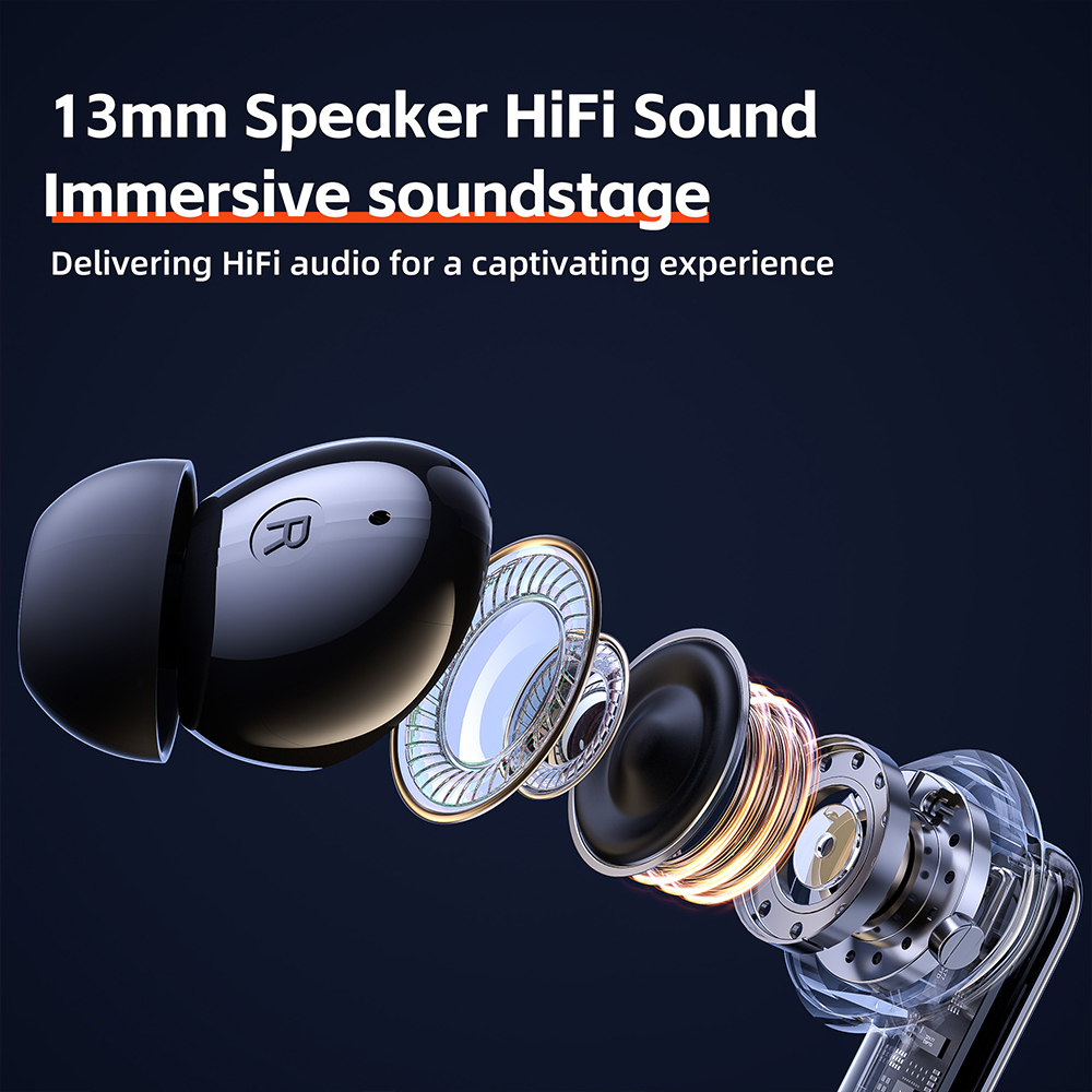 QERE E60 Active Noise Cancellation Reduction In Ear TWS Sport Headset Gaming Blue tooth Earbuds Wireless Headphones Earphone