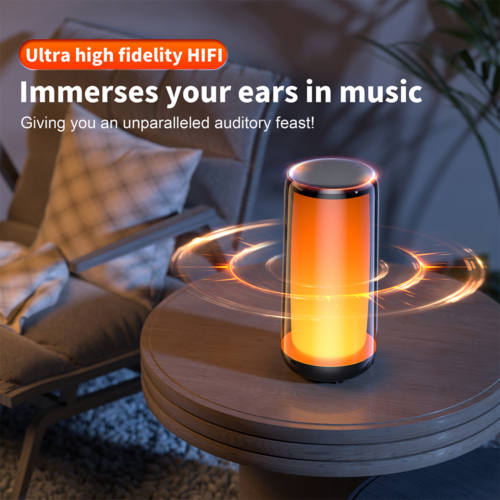 QERE HF33 Mini Portable Wireless Speaker Outdoor Subwoofer With 360 Led Flashing Colorful Metal Bass Speaker