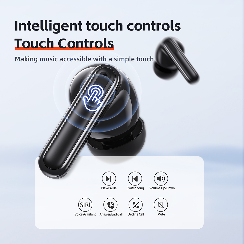 QERE E60 Active Noise Cancellation Reduction In Ear TWS Sport Headset Gaming Blue tooth Earbuds Wireless Headphones Earphone