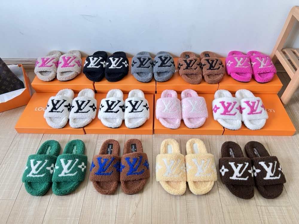 LV Shoes Women Men Autumn and winter lamb wool mop