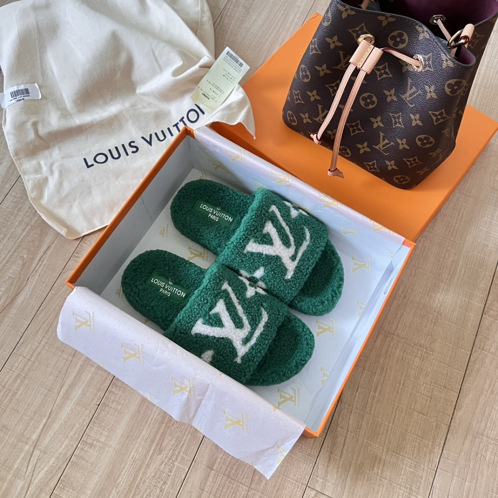 LV Shoes Women Men Autumn and winter lamb wool mop