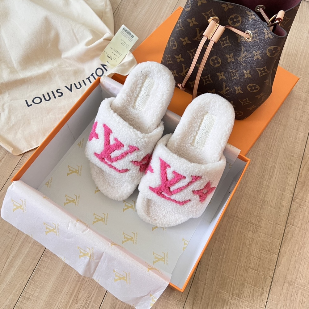 LV Shoes Women Men Autumn and winter lamb wool mop