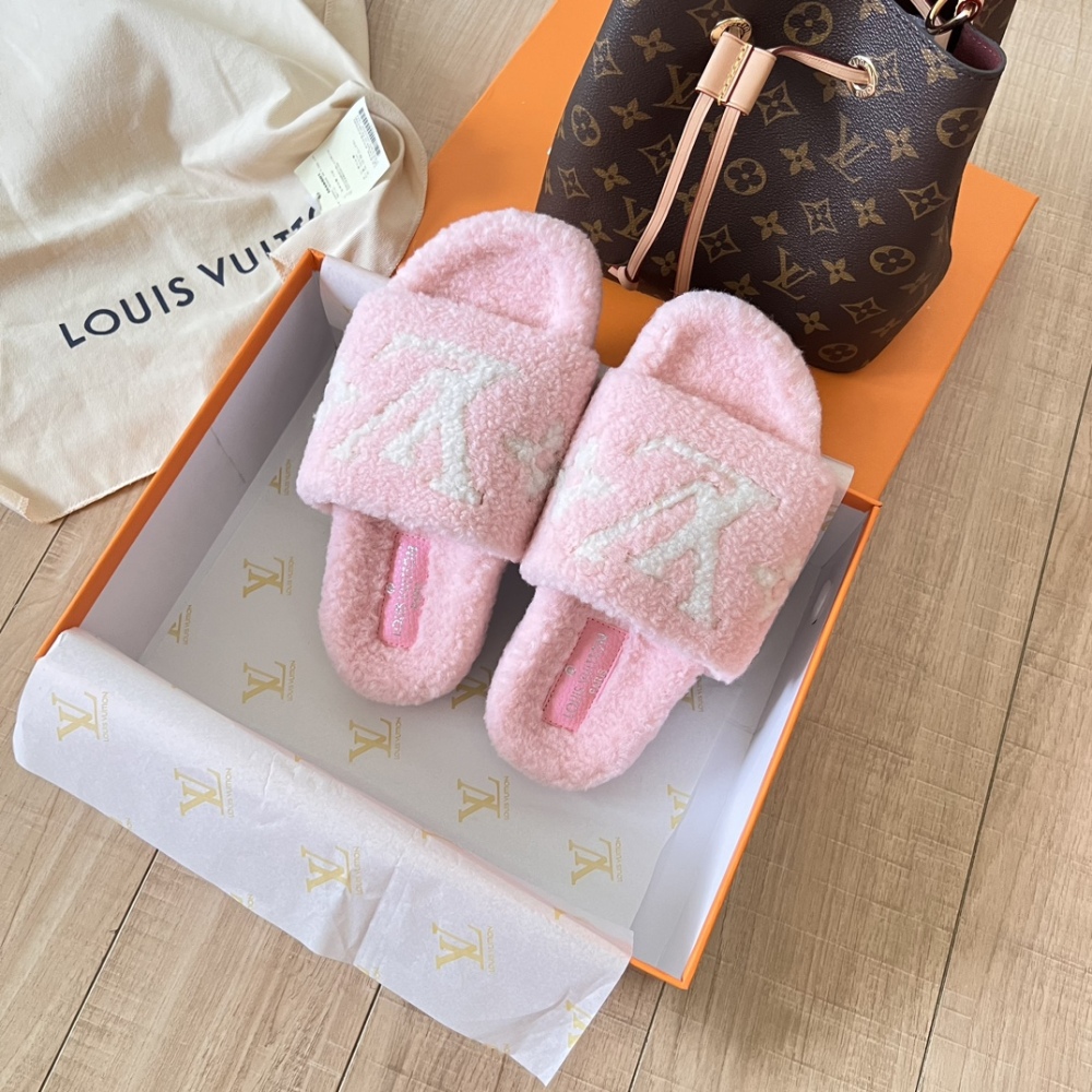LV Shoes Women Men Autumn and winter lamb wool mop