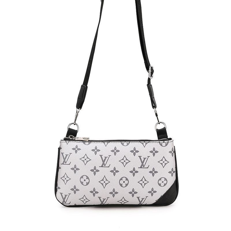 Men Bags LV White embossed three in one