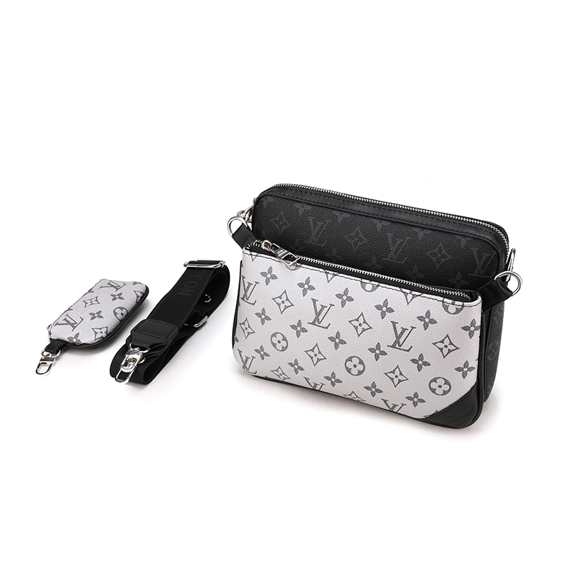 Men Bags White embossed three in one