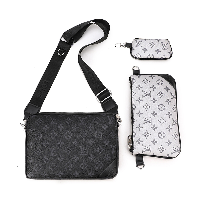 Men Bags LV White embossed three in one