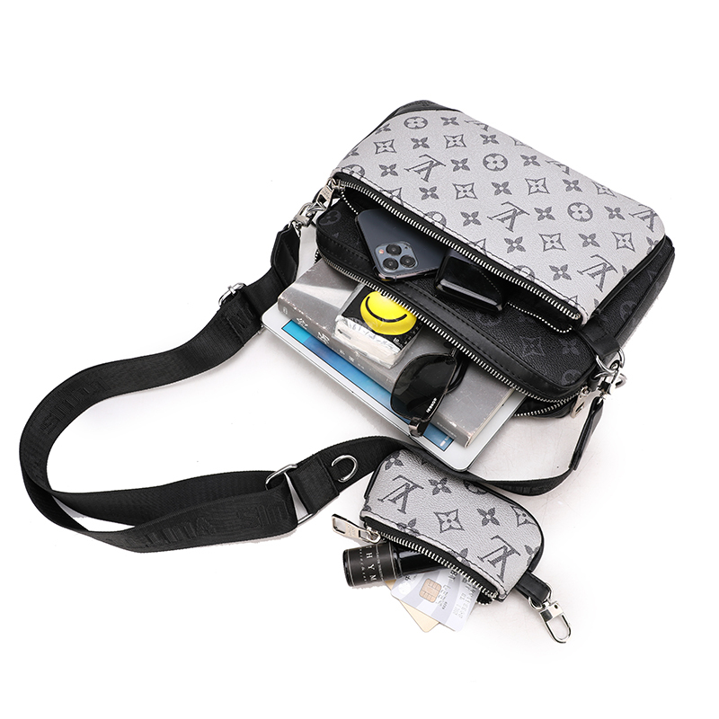 Men Bags White embossed three in one