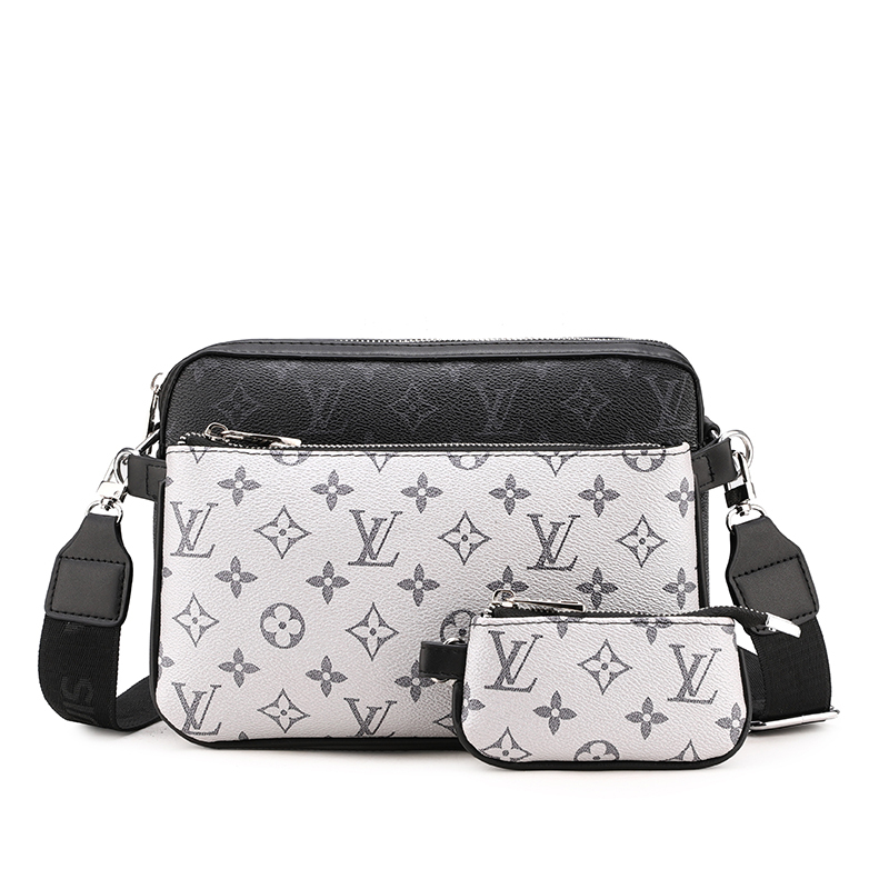 Men Bags LV White embossed three in one