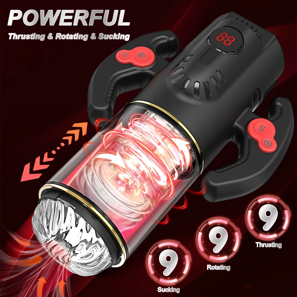 9 Modes Sucking Automatic Male Masturbator Cup for Men Thrusting Rotating Vibrator Pocket Pussy Penis Oral Sex Toys Machine