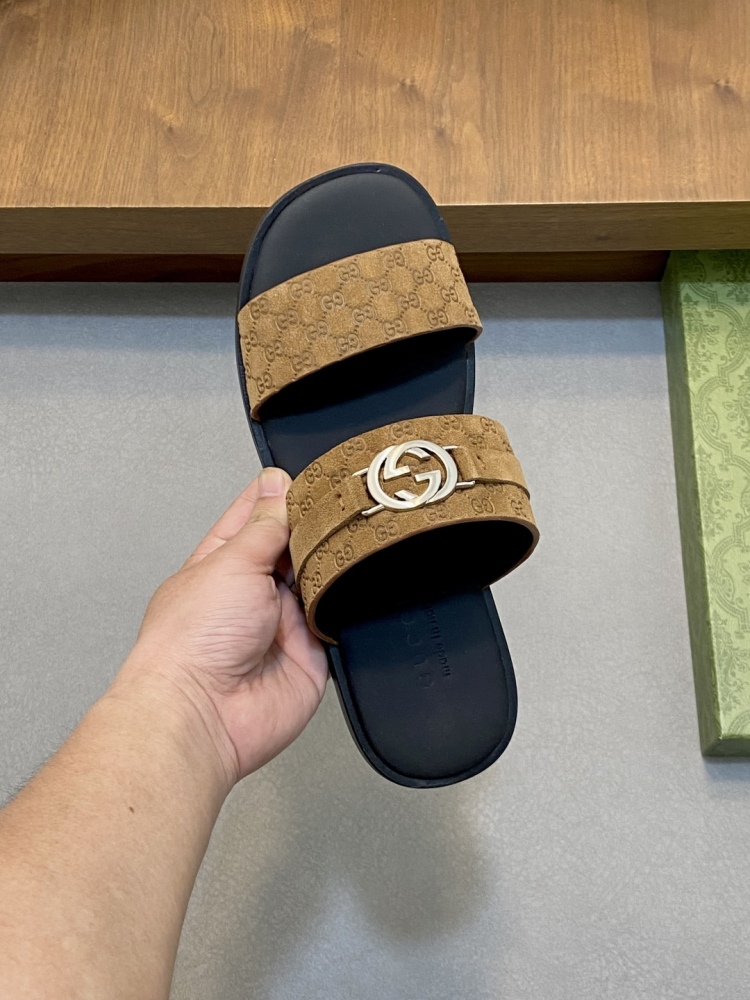 Men's interlocking double G slippers