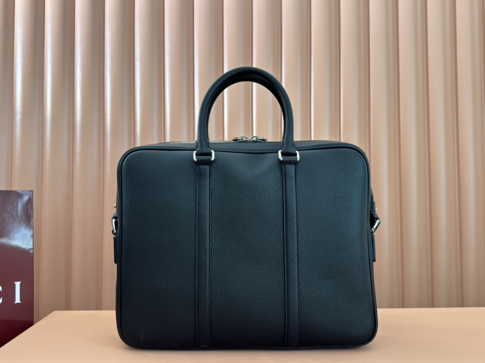 The briefcase is crafted with exquisite grain leather