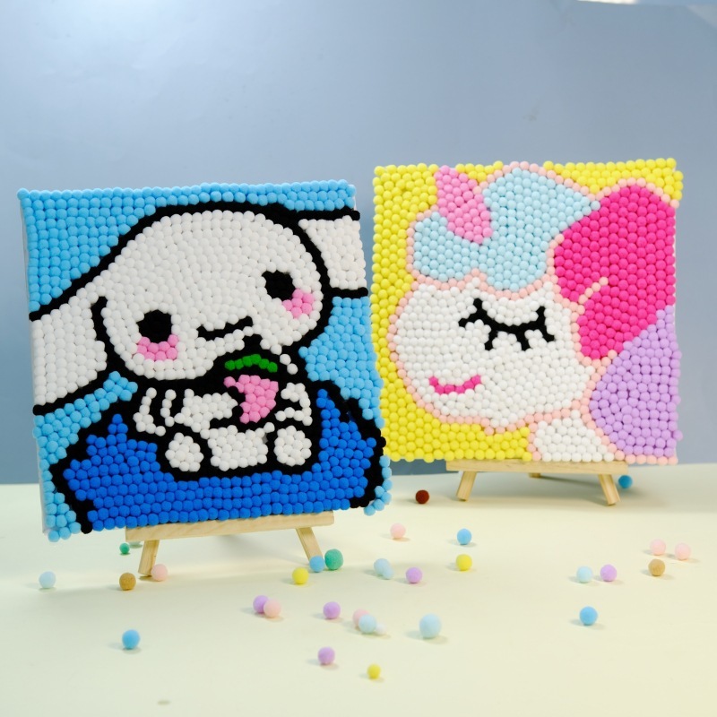 Fun and Creative DIY Fuzzy Ball Art Kit for Kids - Craft Your Own Cartoon Masterpiece!