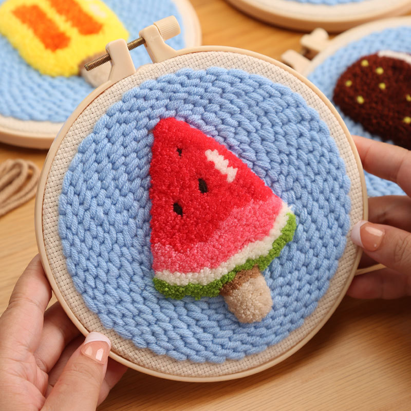 Craft Fun with Cute Cartoon Punch Needle DIY Kit – Perfect for Beginners!