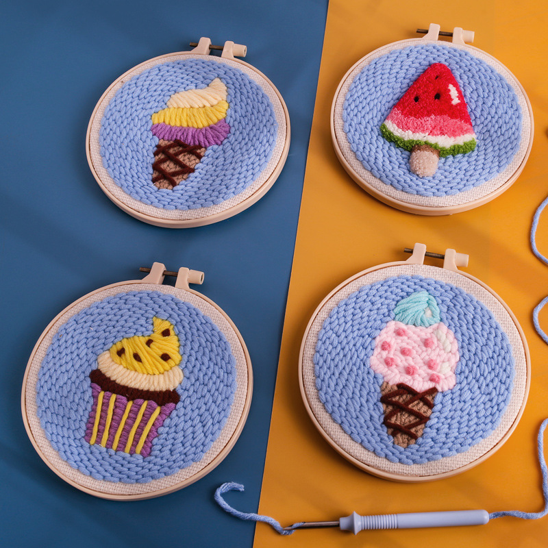 Craft Fun with Cute Cartoon Punch Needle DIY Kit – Perfect for Beginners!