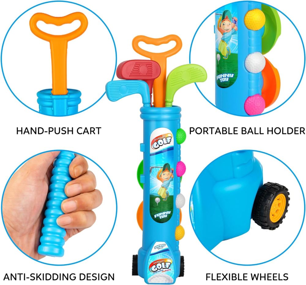 Children's Golf Clubs Parent-Child Outdoor Sports Game Set for Kindergarten Interactive Physical Education Boys' Ball Toy