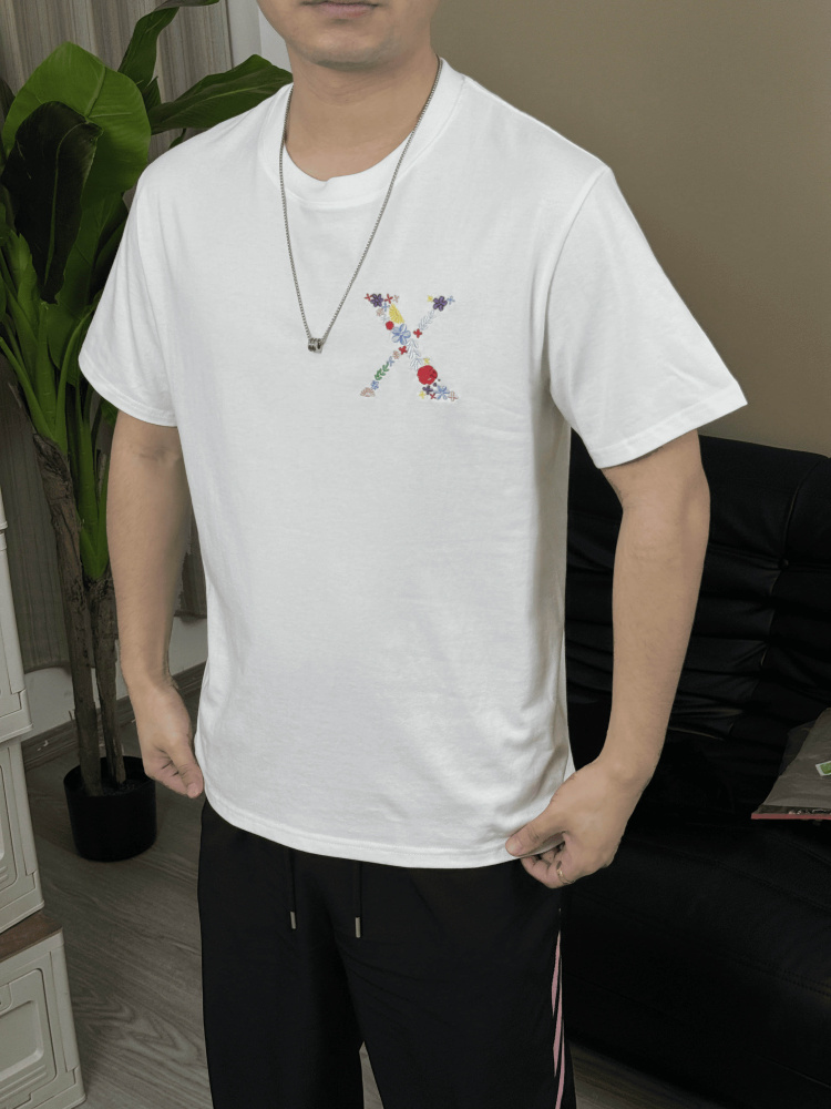 Express Yourself: Custom 'X' Embroidered T-shirt – Define Your Symbol
