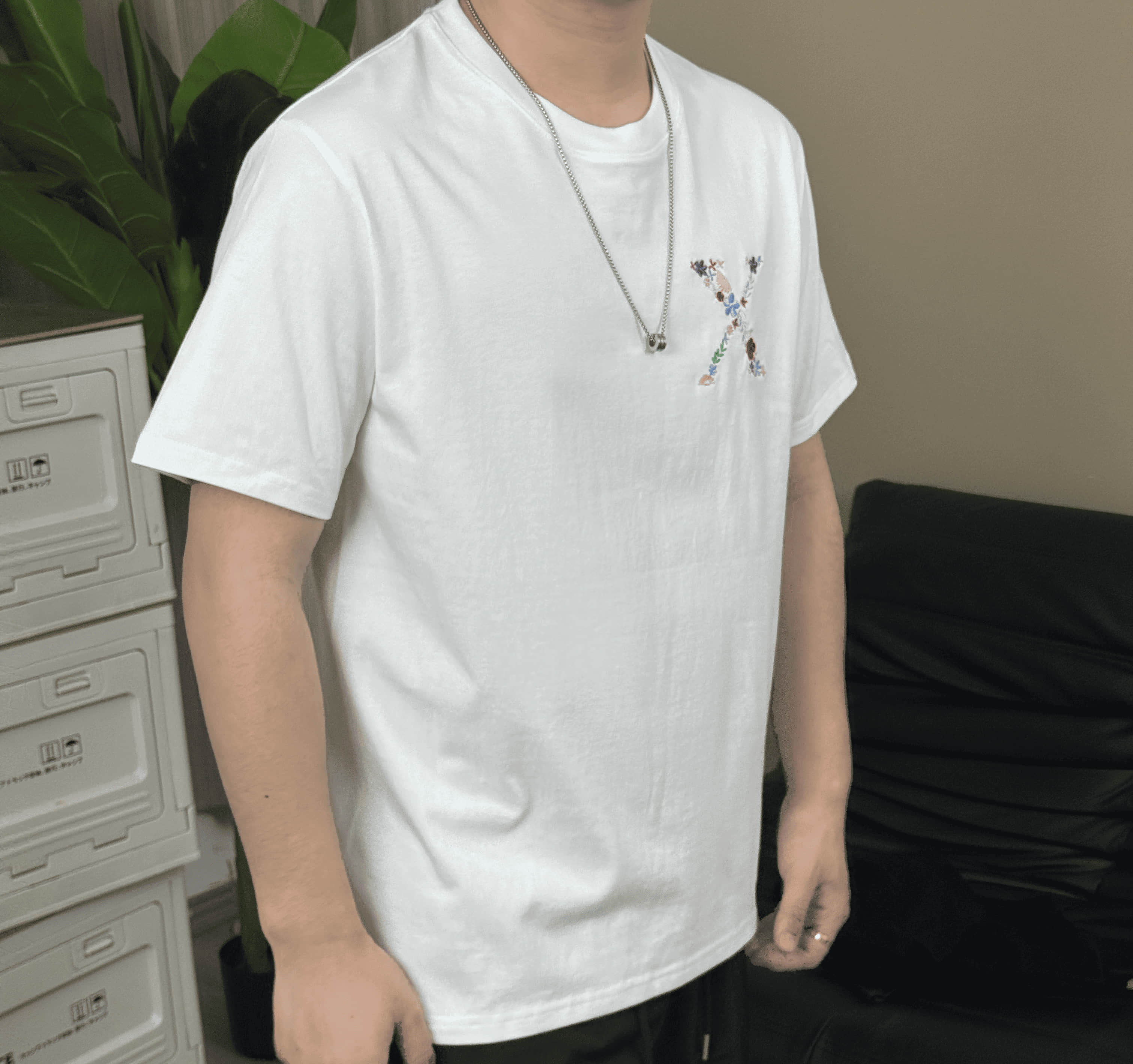 Express Yourself: Custom 'X' Embroidered T-shirt – Define Your Symbol
