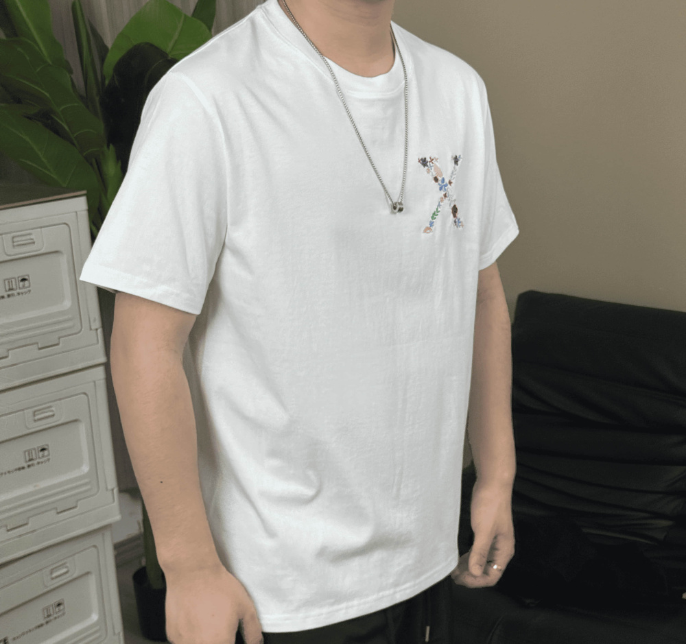 Express Yourself: Custom 'X' Embroidered T-shirt – Define Your Symbol