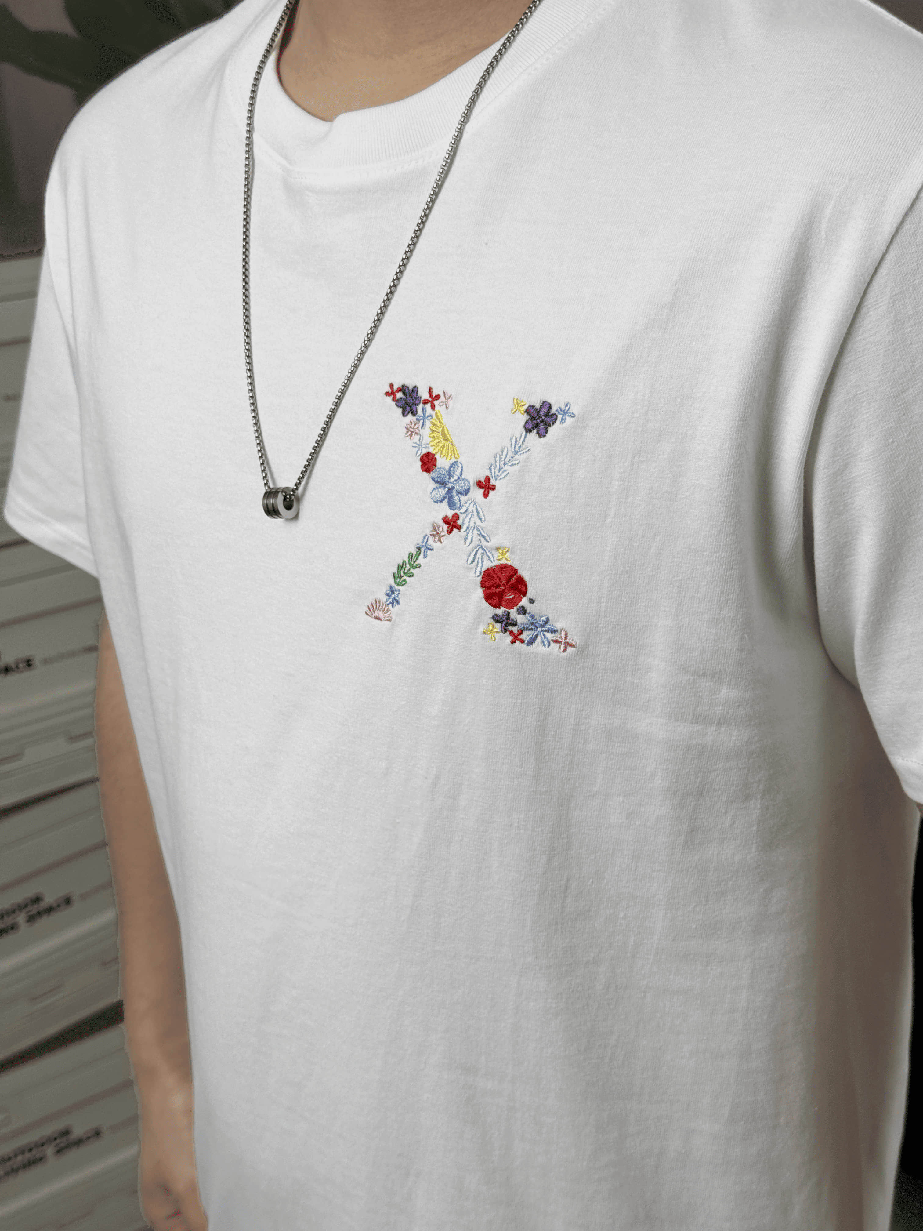 Express Yourself: Custom 'X' Embroidered T-shirt – Define Your Symbol