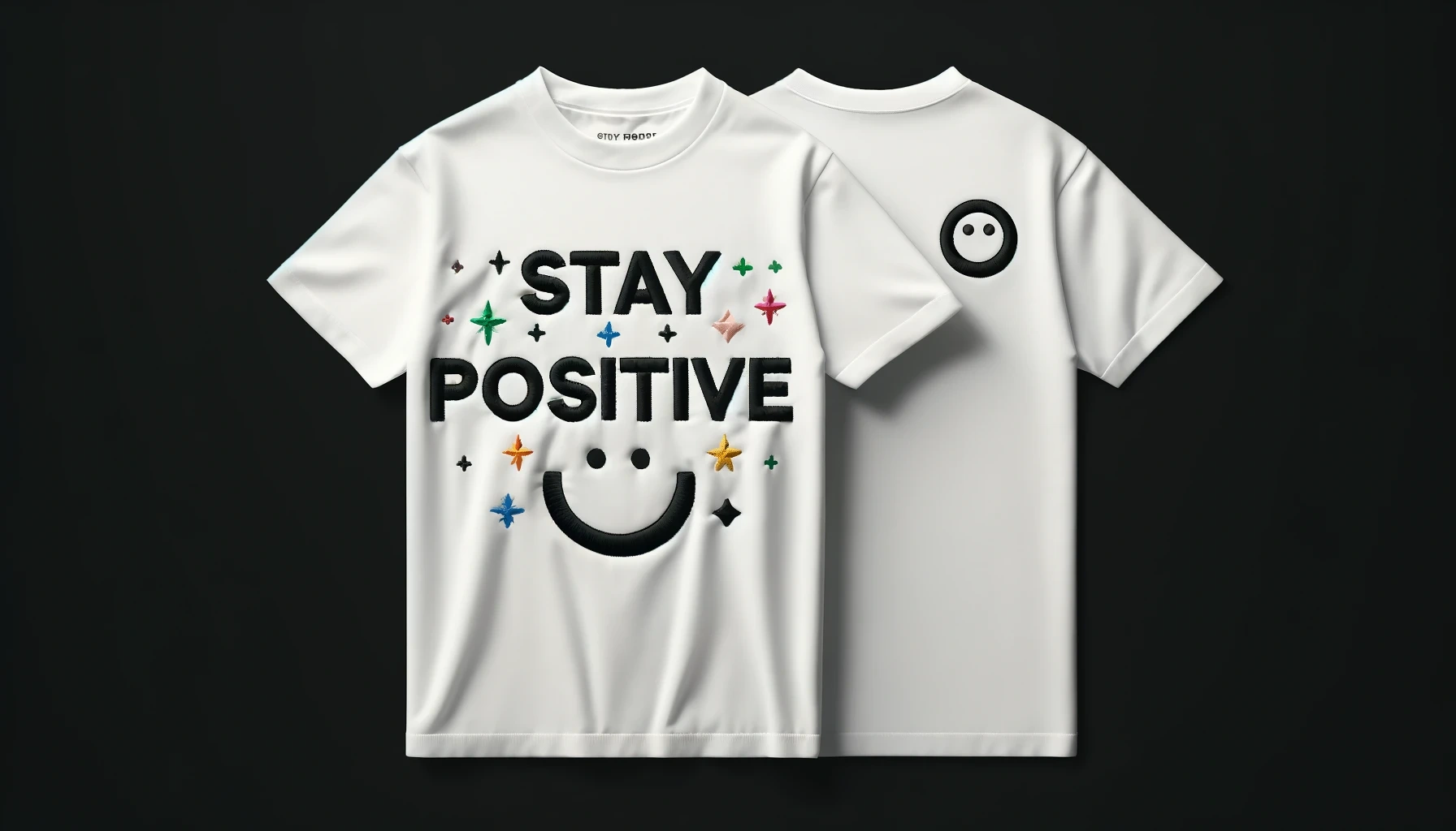 Stay Positive" Minimalist T-Shirt - Customizable Embroidered Design