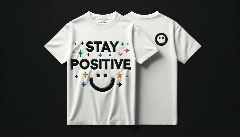 Stay Positive" Minimalist T-Shirt - Customizable Embroidered Design