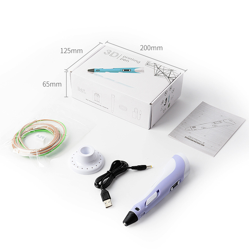 High-Precision 3D Printing Pen - Includes PLA Filament, Stencil Book, and Charger