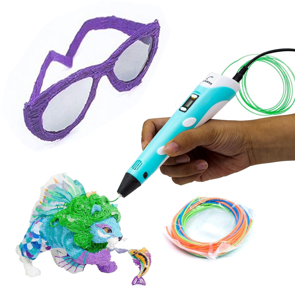 High-Precision 3D Printing Pen - Includes PLA Filament, Stencil Book, and Charger