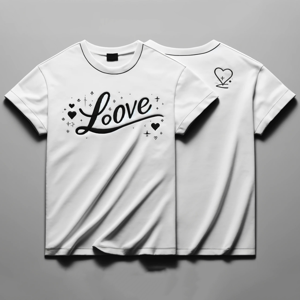 "Love" T-Shirt - High-Quality Cotton with Embroidery, Express Your Affection