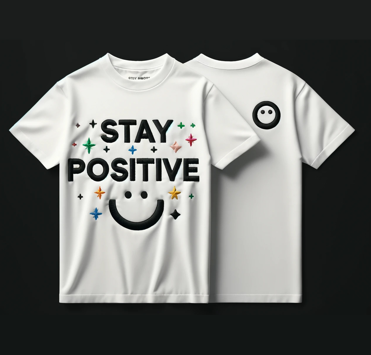 Stay Positive" Minimalist T-Shirt - Customizable Embroidered Design