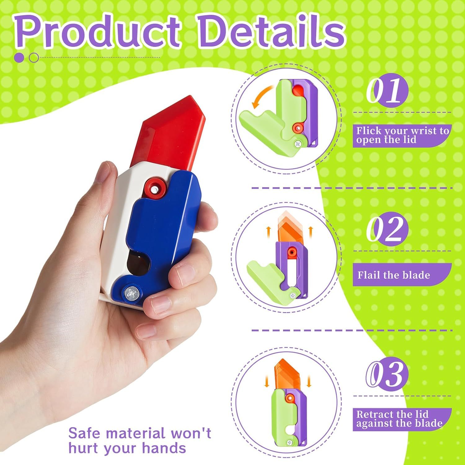 4 Pcs Turnip Knife Retractable Gravity Knife Toy - Fidget Toy Set for Stress Relief