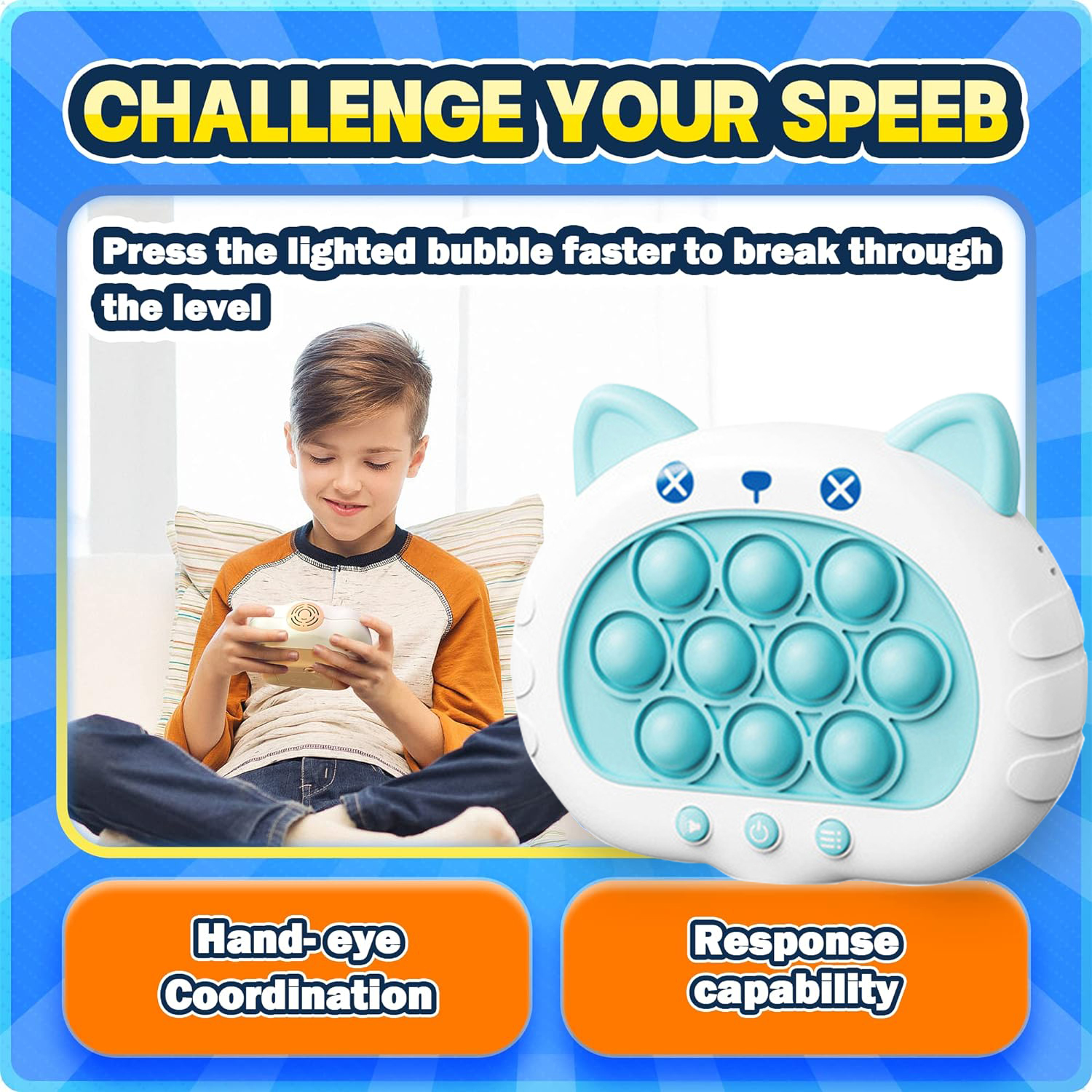 Quick Push Game Console - 4 Modes, Fun Game for Reaction & Concentration