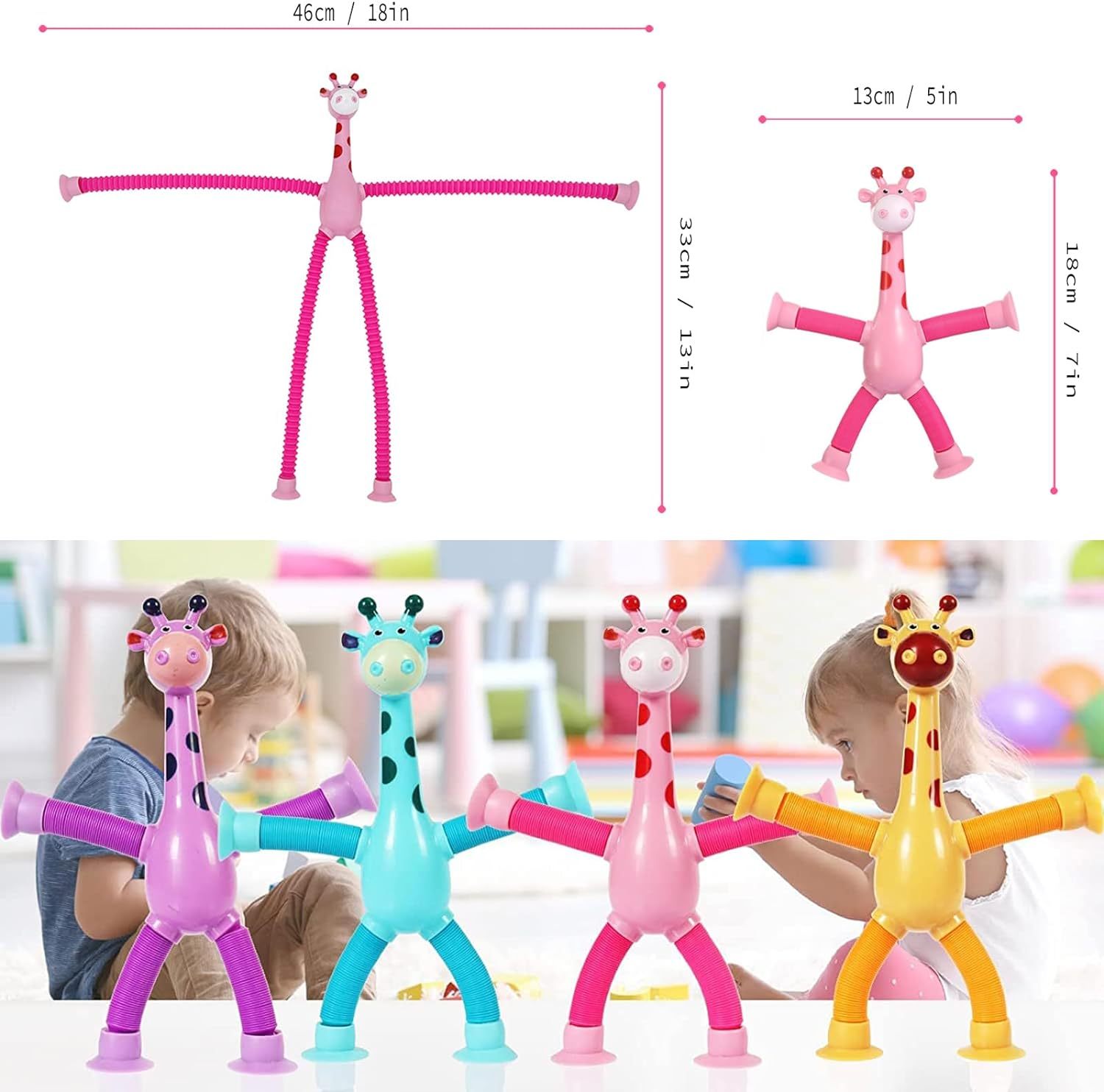 Suction Cup Giraffe Telescopic Toy - Educational Fun for Kids