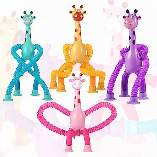 Suction Cup Giraffe Telescopic Toy - Educational Fun for Kids