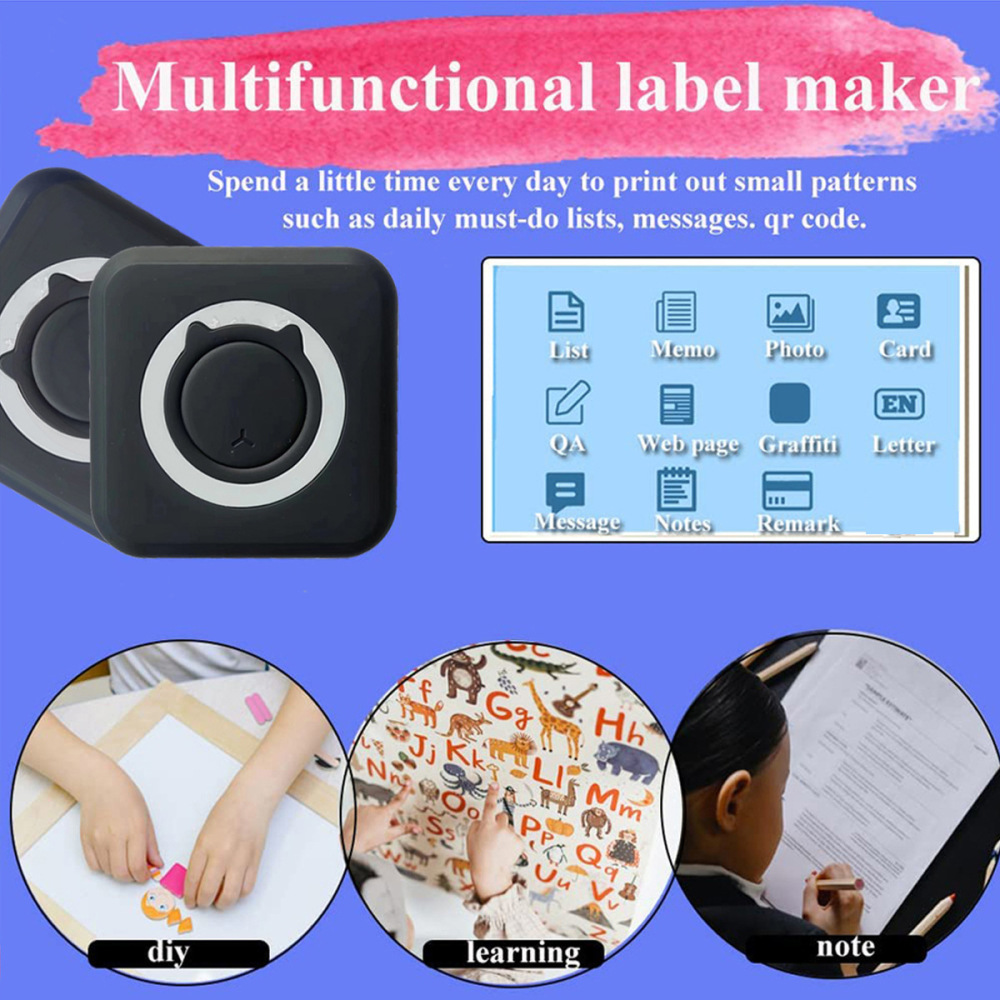 Instant Portable Sticker Printer - Mini Bluetooth Thermal Printer, Inkless and USB Rechargeable