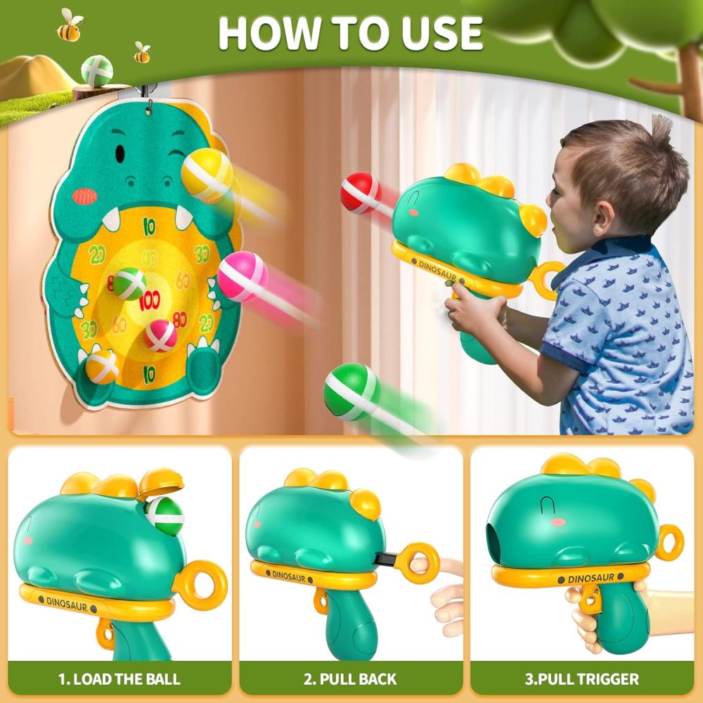 Dinosaur Ball Gun Target Ejection Sticky Ball Toy